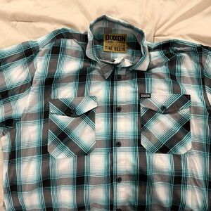 DIXXON Men's Teal and Black Checkered Shirt